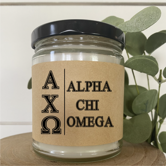 Sorority Candle / 9oz Soy Candle / Greek Letters