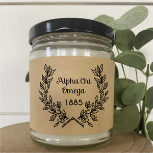 Sorority Candle / 9oz Soy Candle / Wreath Design