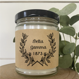 Sorority Candle / 9oz Soy Candle / Wreath Design