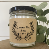 Sorority Candle / 9oz Soy Candle / Wreath Design