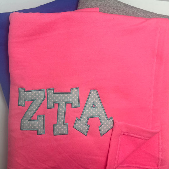 Polka Dot Greek Letter Sweatshirt Blanket