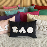 Greek Letter Chenille & Glitter Throw Pillow