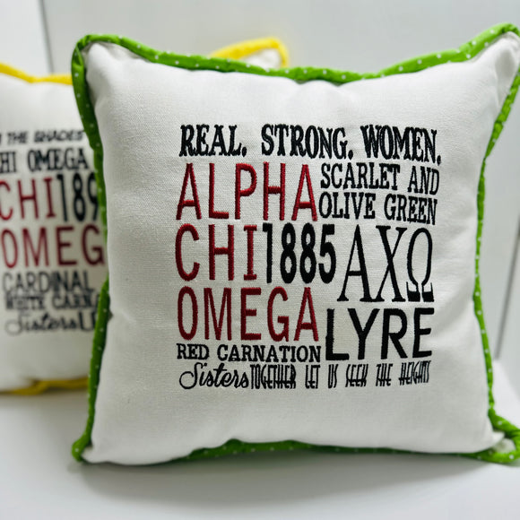 Sorority Embroidered Pillow