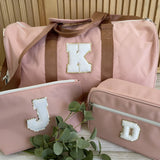 Tote Weekender Clutch Travel Kit Bag/Chenille Glitter Varsity Letters